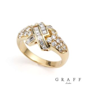 Graff 18ct Yellow Gold Diamond Cross Design Ring