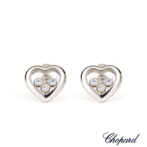 Chopard 18ct White Gold Happy Diamonds Heart Earrings 83/4611