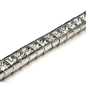 18k White Gold Princess Cut Diamond Line Bracelet 14.35ct G/VS