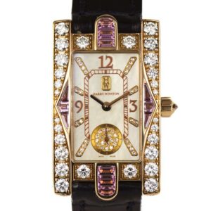 Harry Winston 18k Rose Gold Diamond/Pink Sapphire Watch 310LQR