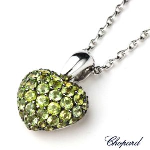 Chopard 18k White Gold Peridot Heart Necklace 79/4203-1030
