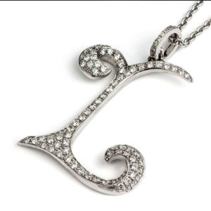 18k White Gold Diamond L Pendant 0.75TDW