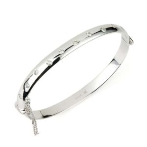 9ct White Gold Hinged Diamond Bangle 0.33ct Total