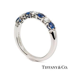Tiffany & Co. Platinum Diamond and Sapphire Ring