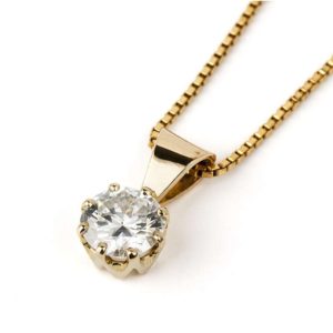 18ct Yellow Gold Round Diamond Pendant 0.71ct F/SI2