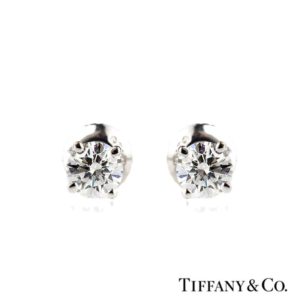 Plat Tiffany Diamond Stud Earrings 0.58TDW