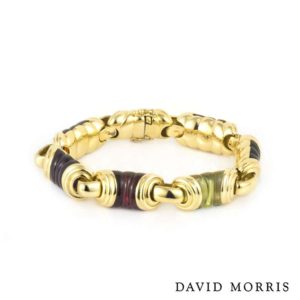David Morris 18k Yellow Gold Multi Stone Bracelet