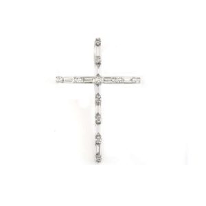 18K White Gold Diamond Set Cross Pendant 0.48ct