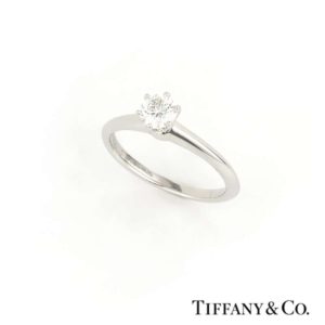 Tiffany & Co Round Brilliant Cut Diamond Ring in Platinum 0.40ct E/VS1
