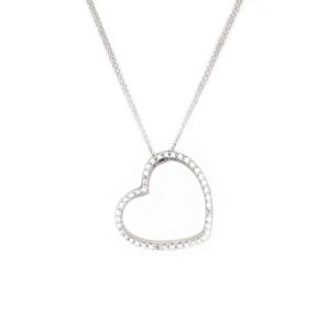 18k White Gold Diamond Heart Pendant
