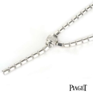 Piaget 18k White Gold Adjustable Diamond Set Necklace B&P G33PI850