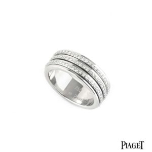 Piaget 18k White Gold Diamond Set Possession Ring B&P G34PO654