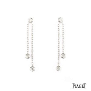 Piaget 18k White Gold Diamond Drop Possession Earrings B&P G38U3700