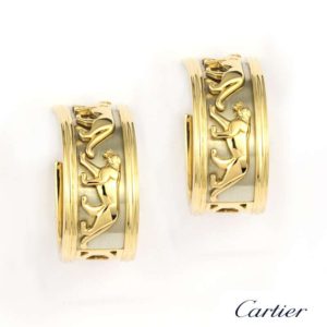 Cartier 18k Yellow Gold Panthere Hoop Earrings