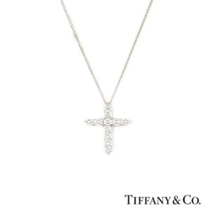 Tiffany & Co. Diamond Cross Pendant In Platinum 1.70ct G/VS2
