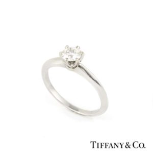 Tiffany & Co. Round Brilliant Cut Diamond Ring in Platinum 0.43ct I/VVS1