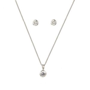 18k White Gold Diamond Pendant and Earstuds 0.65ct H/VS2