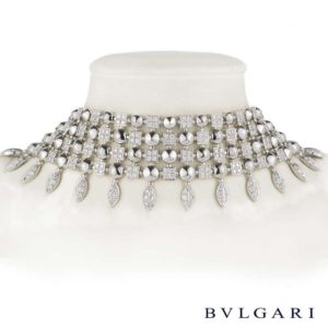 Bvlgari 18k White Gold Diamond Lucea Chocker Necklace 11.08ct