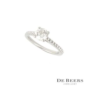 DeBeers Round Brilliant Diamond Ring in Platinum 0.93ct I/SI2