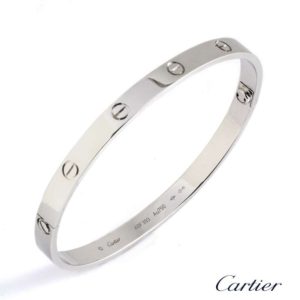 Cartier 18k White Gold Love Bangle Size 17 B6035417