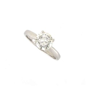 18k White Gold Round Brilliant Cut Diamond Ring 1.52ct K/SI2
