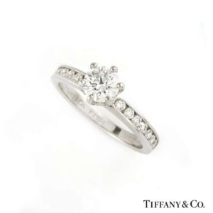 Tiffany & Co. Round Brilliant Cut Diamond Ring in Platinum 0.56ct G/VS1