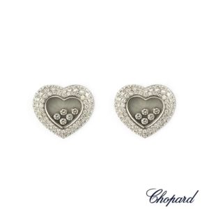 Chopard 18k White Gold Happy Diamonds Earrings 84/6602