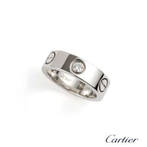 Cartier 18k White Gold Half Diamond Love Ring Size 52 B4032500