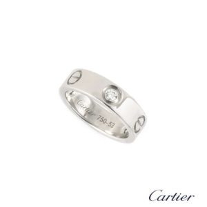 Cartier 18k White Gold Half Diamond Love Ring Size 53 B4032500