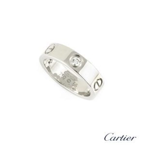 Cartier 18k White Gold Half Diamond Love Ring Size 56 B4032500