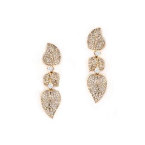 18k Rose Gold Diamond Leaf Design Earrings 1.20ct F/VS