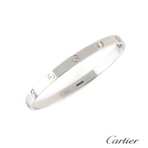 Cartier 18k White Gold Love Bangle Size 21 B&P B6035421