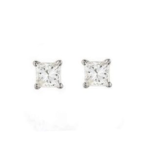 18k White Gold Princess Cut Diamond Studs 0.54ct H/VS1