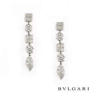 Bvlgari 18k White Gold Diamond Lucea Earclips