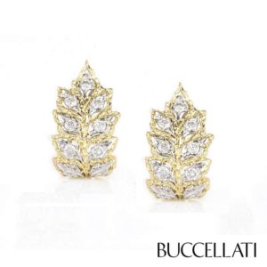 Buccellati 18k Yellow Gold and White Gold Diamond Earclips