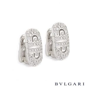 Bvlgari 18k White Gold Diamond Set Parentesi Earrings