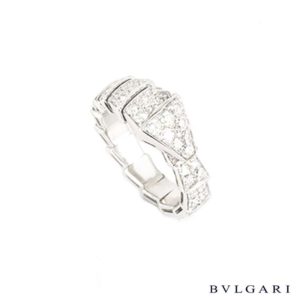 Bvglari 18k White Gold Serpenti Diamond Set Ring AN855116