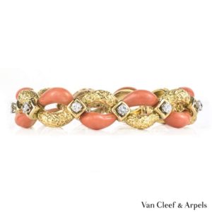 Van Cleef & Arpels Yellow Gold Coral and Diamond Bracelet c.1970