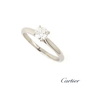 Cartier Round Brilliant Cut Diamond Ring in Platinum 0.40ct F/VS1