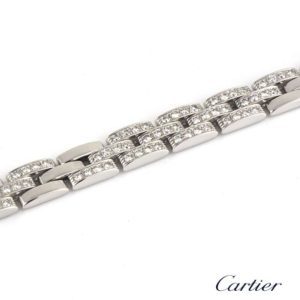 Cartier 18k White Gold Maillon Panthere Diamond Set Bracelet