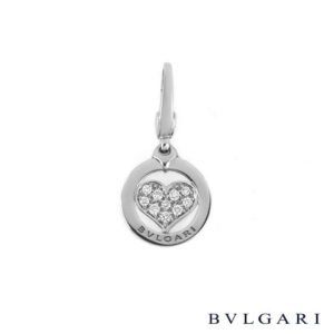 Bvlgari 18k White Gold Diamond Set Tondo Heart Charm