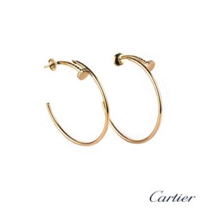 Cartier 18k R/G Diamond Juste Un Clou Hoop Earrings B&P B8301212