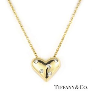 Tiffany & Co. 18k Yellow Gold and Platinum Diamond Heart Pendant