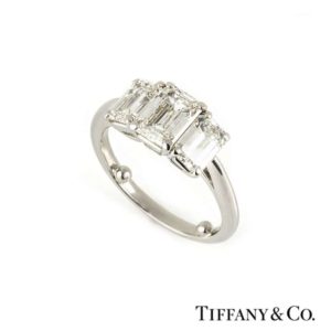 Tiffany & Co. Three Stone Diamond Ring in Platinum
