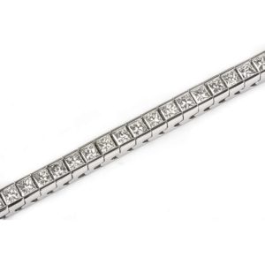 18k White Gold Princess Cut Diamond Line Bracelet 7.92ct