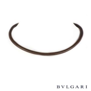 Bvlgari 18k Yellow Gold Leather Necklace