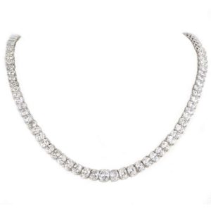 18k White Gold Oval Cut Diamond Necklace 11.84ct G/VS
