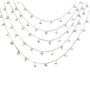 18k White Gold 5 Row Trilliant Cut Diamond Necklace 9.45ct