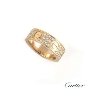 Cartier 18k Rose Gold Diamond Set Love Ring Size 52 B&P B4087600