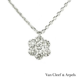 Van Cleef  & Arpels 18k White Gold Diamond Fleurette Pendant VCARA48600